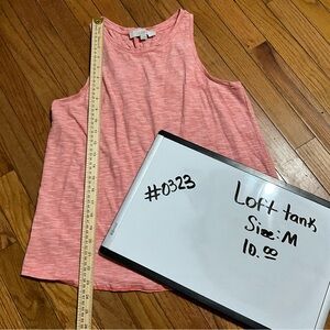LOFT Coral and White Striped Sleeveless Top
